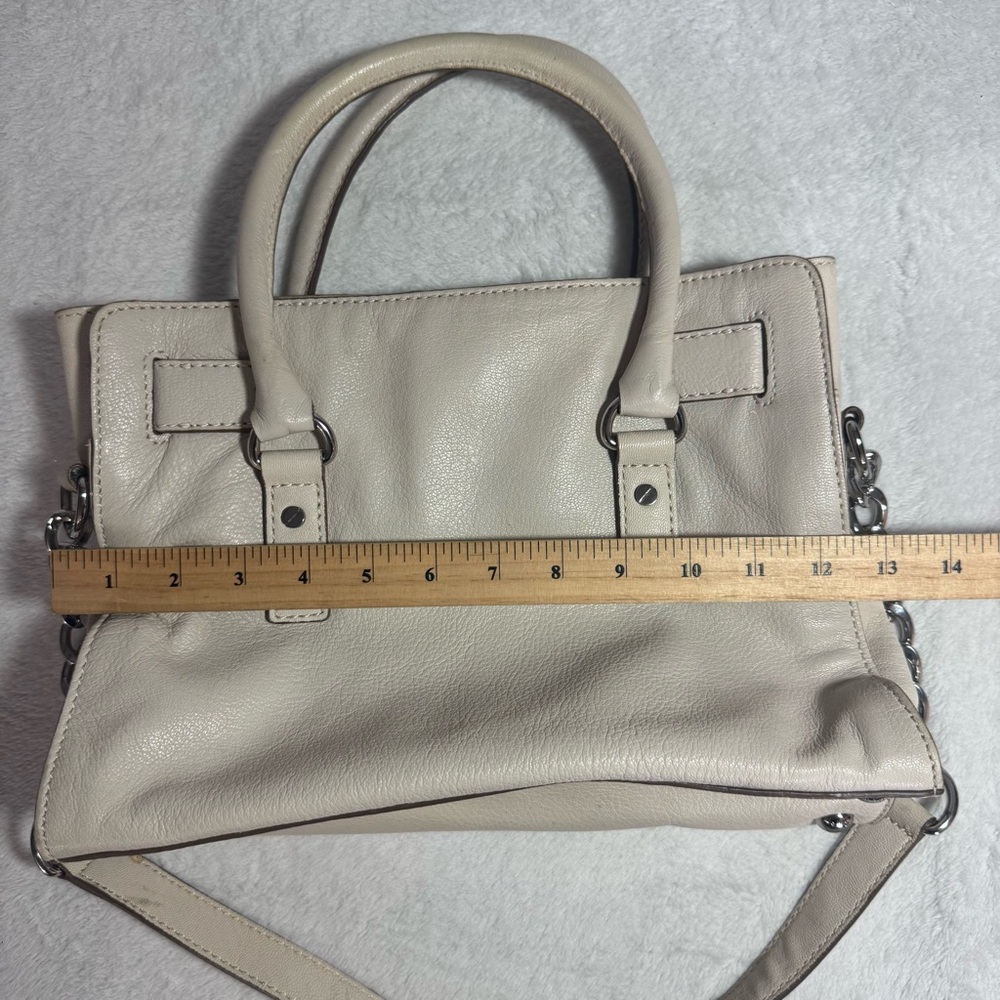 Michael Kors White Leather Chain-Link Tote Shoulder Bag Satchel - Picture 5 of 8